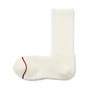 【MUJI 無印良品】男棉混保暖厚織直角襪25-27cm 柔白