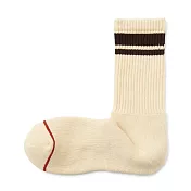 【MUJI 無印良品】男棉混保暖厚織直角襪25-27cm 棕紋樣