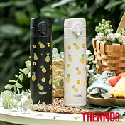 【THERMOS膳魔師】旺旺鳳梨不鏽鋼超輕量彈蓋真空保溫杯400ml((JNI-402PA)  ALB(黑色)