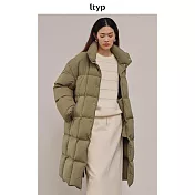 ltyp旅途原品 重磅362G 95白鵝絨羽絨服加厚大立領中長款外套女冬 M L-XL L-XL 橄欖綠