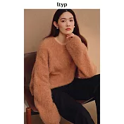 ltyp旅途原品 Alpaca羊駝毛長絨感慵懶大廓形套頭毛衣 M L-XL L-XL 珊瑚橘