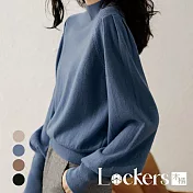 【Lockers 木櫃】秋冬多色時尚羊角袖針織毛衣 L112122502 F 藍色F