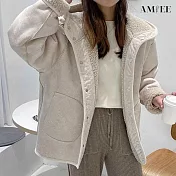 【AMIEE】雙面穿保暖羊羔毛加厚外套(2色/S-2XL/KDCQ-7833) M 杏色