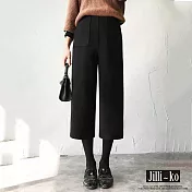 【Jilli~ko】秋冬西裝褲女直筒寬鬆闊腿九分褲 L-XL J11304 L 黑色