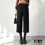 【Jilli~ko】秋冬西裝褲女直筒寬鬆闊腿九分褲 L-XL J11304  L 黑色