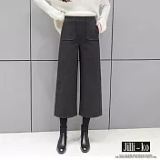【Jilli~ko】秋冬西裝褲女直筒寬鬆闊腿九分褲 L-XL J11304 L 深灰色