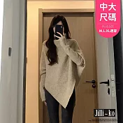 【Jilli~ko】慵懶風不規則下襬高領飛鼠袖針織毛衣 J11329 FREE 卡其色
