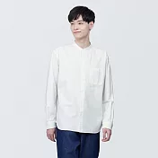 【MUJI 無印良品】男有機棉水洗牛津布立領長袖襯衫 S 白色