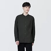 【MUJI 無印良品】男有機棉水洗牛津布立領長袖襯衫 S 深灰