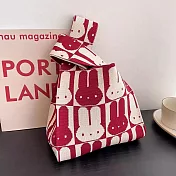 櫻花妹超夯單品【日系套結針織手挽包】-日系女孩必備單品- 格紋兔兔 紅格