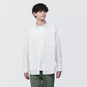 【MUJI 無印良品】男水洗平織布長袖襯衫 XL 白色