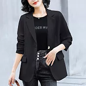【MsMore】 西裝外套長袖小個子氣質休閒簡約純色短外套# 120760 3XL 黑色