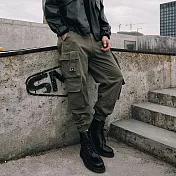 【AMIEE】韓系軍裝風多口袋工裝褲(男裝/KDPY-K50) M 軍綠