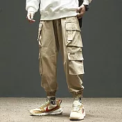 【AMIEE】韓系軍裝風多口袋工裝褲(男裝/KDPY-K50) 2XL 卡其