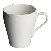 【日本小倉陶器】美濃燒 優雅花邊 陶瓷馬克杯410ml ‧ 白