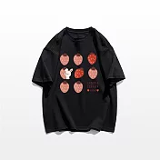 【MsMore】 草莓印花抖音爆款純棉短袖T恤短版圓領上衣# 120769 2XL 黑色