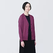 【MUJI 無印良品】女型態安定寬版開襟衫 M 暗紅