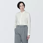 【MUJI 無印良品】女嫘縈混聚酯纖維標準領長袖套衫 S 白色