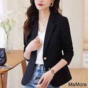 【MsMore】 短款西裝外套時尚氣質女神范休閒長袖短版# 120805 M 黑色