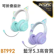 INTOPIC 廣鼎 夢幻炫彩喵耳無線耳機(JAZZ-BT992) 綠色