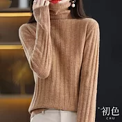 【初色】高領純色壓條長袖毛衣針織衫上衣女上衣-共6色-32917(F可選) F 金駝色