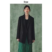 ltyp旅途原品_高支澳毛缎面高級黑色西裝_經典時尚優雅外套女春 M L M 靜謐黑