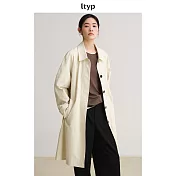 ltyp旅途原品 100%長絨棉時尚外套 文藝百搭廓形風衣女春 M L M 香檳淡黃
