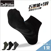 蒂巴蕾 石墨烯氧化鋅消臭足弓短1/2男襪 L (拚條) 黑色