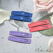 【卡樂熊】基本磨砂細長方型6入組造型髮夾/邊夾(六色)- 藍紅紫
