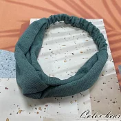 【卡樂熊】簡約針織布交叉造型髮帶(三色)- 灰綠色