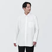【MUJI 無印良品】男有機棉免熨燙舒適合身長袖襯衫 L 白色