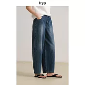 ltyp旅途原品 100%棉重磅雙紗牛仔褲 百搭休閒闊腿蘿蔔褲女-不慌 MLXL M 復古藍-環保水洗