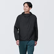 【MUJI 無印良品】男撥水加工可攜式連帽外套 S 黑色