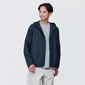 【MUJI 無印良品】男撥水加工可攜式連帽外套 S 暗藍