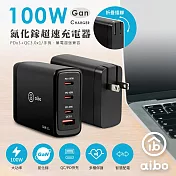 aibo PD100W 氮化鎵 PDx3+QC3.0x1 四孔超速充電器