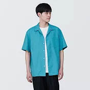 【MUJI 無印良品】男大麻混短袖襯衫 S 綠色