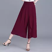【AnZa】輕薄涼感雪紡闊腿褲裙 (4色)    XL 酒紅