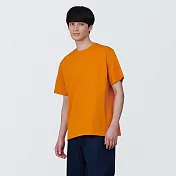 【MUJI 無印良品】男棉混天竺圓領短袖T恤 XS 橘色