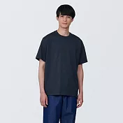 【MUJI 無印良品】男棉混天竺圓領短袖T恤 XS 暗藍