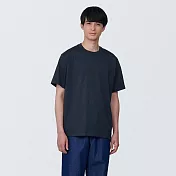 【MUJI 無印良品】男棉混天竺圓領短袖T恤 M 暗藍