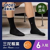 【SunFlower三花】三花無痕肌毛巾底運動襪(6雙組) 黑