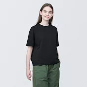 【MUJI 無印良品】女棉混天竺圓領短袖T恤 M 黑色