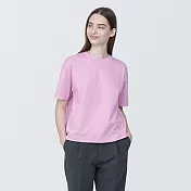 【MUJI 無印良品】女棉混天竺圓領短袖T恤 M 淺粉