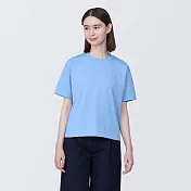 【MUJI 無印良品】女棉混天竺圓領短袖T恤 XS 淺藍