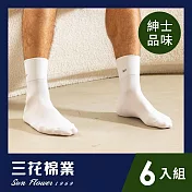 【SunFlower三花】三花無鬆緊帶紳士休閒襪(6雙組) 白