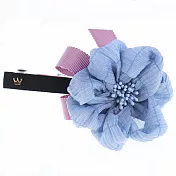 【PinkyPinky Boutique】柔美緞帶花朵髮夾 (灰藍)