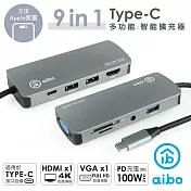 aibo TX9 Type-C 9合1 鋁合金多功能影音 智能擴充器