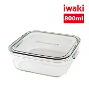 【iwaki】日本品牌耐熱玻璃微波盒-800ml 方蓋/灰色(原廠總代理)