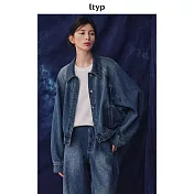 ltyp旅途原品 100%棉重磅雙紗牛仔外套 時尚文藝廓形襯衫女-不慌 ML M 復古藍-環保水洗