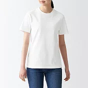 【MUJI 無印良品】女有機棉柔滑圓領短袖T恤 S 白色